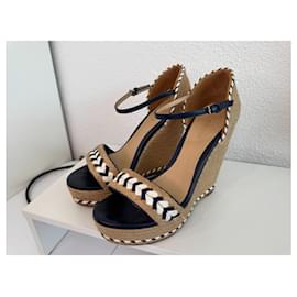Gucci-Gucci High Heels Wedge Blue White Size 37.5-White,Blue