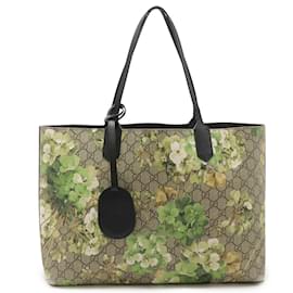 Gucci-Gucci GG Blooms Supreme Reversible Tote Bag-Black,Multiple colors,Beige,Green