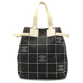Chanel-Chanel Chocolate Bar Tote Bag-Black,Beige