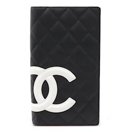 Chanel-Chanel Cambon Line Bi-fold Long Wallet-Black,Pink,White