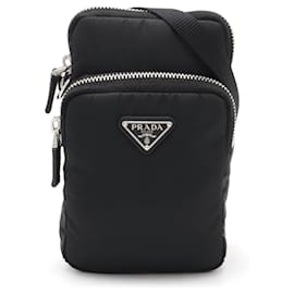 Prada-Prada Triangle Smartphone Case Shoulder Bag-Black