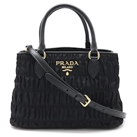 Prada-Prada Gathered Handbag Shoulder Bag-Black
