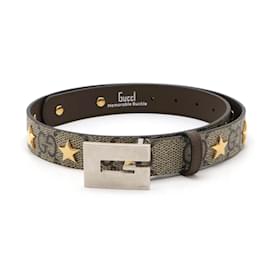 Gucci-Cinto com fivela quadrada GG Supreme da Gucci-Bege,Castanho escuro