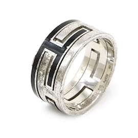 Hermès-Hermes Move Ash Wide Band Ring-Black,Silvery