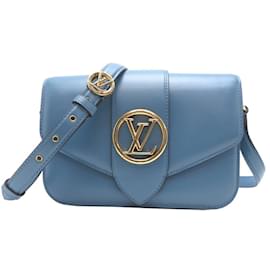 Louis Vuitton-Louis Vuitton Calfskin Pont Neuf Ladies Shoulder Bag-Blue