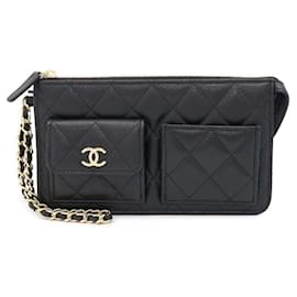 Chanel-Chanel Black Grained Calfskin Clutch Bag-Black