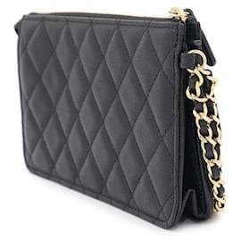 Chanel-Chanel Black Grained Calfskin Clutch Bag-Black