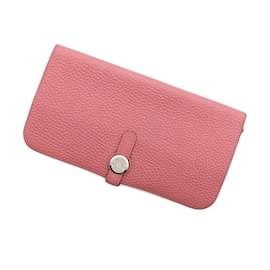 Hermès-Hermes Long Wallet Dogon in Pink Togo Leather-Pink