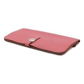 Hermès-Hermes Long Wallet Dogon in Pink Togo Leather-Pink