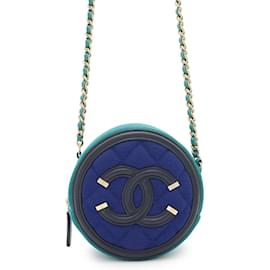 Chanel-Chanel Chain Shoulder Bag Coco Mark CC Filigree-Blue,Green