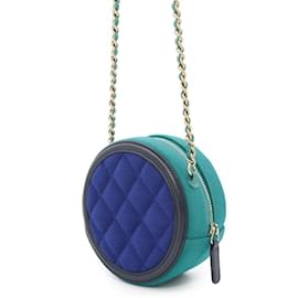 Chanel-Chanel Chain Shoulder Bag Coco Mark CC Filigree-Blue,Green