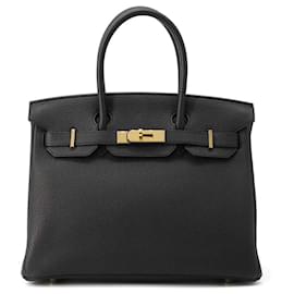 Hermès-Hermes Birkin 30 Black Togo Handbag-Black
