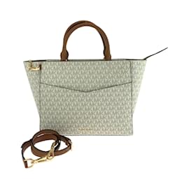 Michael Kors-Michael Kors Medium Grey Shoulder Bag-Brown,Cream
