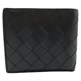 Bottega Veneta-Bottega Veneta Intrecciato Bi-fold Wallet-Black,Blue
