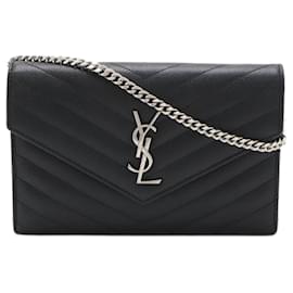 Yves Saint Laurent-Yves Saint Laurent Monogram Envelope Shoulder Bag-Black
