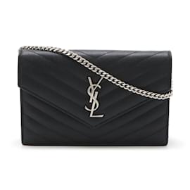 Yves Saint Laurent-Yves Saint Laurent Monogram Envelope Shoulder Bag-Black