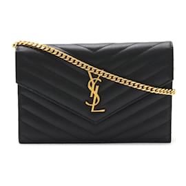 Yves Saint Laurent-Yves Saint Laurent Monogram Envelope Shoulder Bag-Black