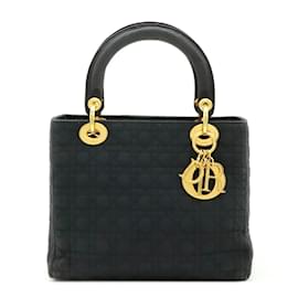 Christian Dior-Christian Dior Lady Cannage Handbag Tote Bag-Black