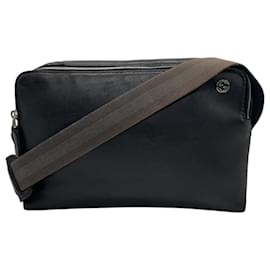 Gucci-Gucci Interlocking G Black Leather Shoulder Bag-Black