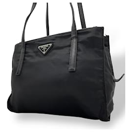 Prada-Prada Black Nylon Tote Bag-Black