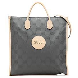 Gucci-Gucci Gray Medium GG Nylon Off the Grid Convertible Tote-Brown,Dark grey
