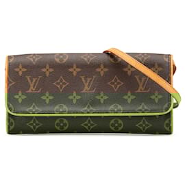 Louis Vuitton-Louis Vuitton Brown Monogram Pochette Twin GM-Brown