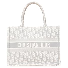 Dior-Dior Gray Medium Oblique Canvas Book Tote-Brown,Grey