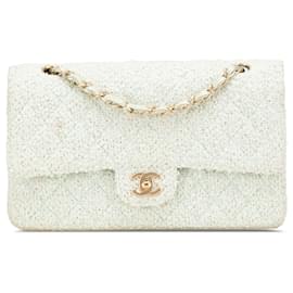 Chanel-Chanel Green Medium Classic Tweed Double Flap-Green,Light green