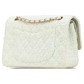 Chanel-Chanel Green Medium Classic Tweed Double Flap-Green,Light green