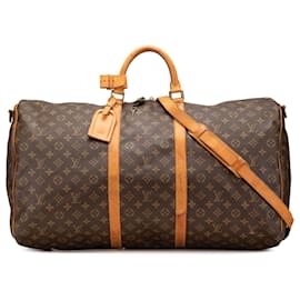Louis Vuitton-Louis Vuitton Brown Monogram Keepall Bandouliere 60-Brown