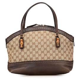 Gucci-Gucci Brown GG Canvas Laidback Crafty Handbag-Brown,Beige,Other,Dark brown