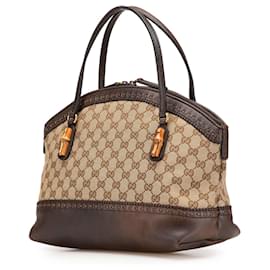 Gucci-Gucci Brown GG Canvas Laidback Crafty Handbag-Brown,Beige,Other,Dark brown