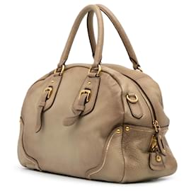 Prada-Prada Brown Cervo Antik Dome Satchel-Brown,Light brown