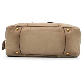 Prada-Prada Brown Cervo Antik Dome Satchel-Brown,Light brown