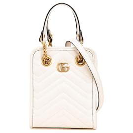 Gucci-Gucci White Mini GG Marmont Matelasse Leather Satchel-White