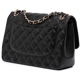 Chanel-Chanel Black Jumbo Classic Lambskin Double Flap-Black