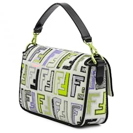 Fendi-Fendi Brown Chinese Valentines Day Mini Zucca Embroidered Canvas Baguette Satchel-Brown,Other