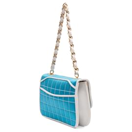 Chanel-Chanel Blue Reissue Square Quilt Satin Flap-Blue,Other
