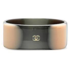 Chanel-Chanel Black CC Resin Bangle-Brown,Black,Other,Light brown
