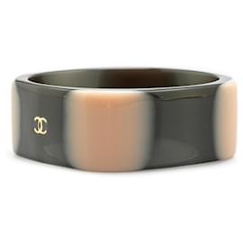 Chanel-Chanel Black CC Resin Bangle-Brown,Black,Other,Light brown