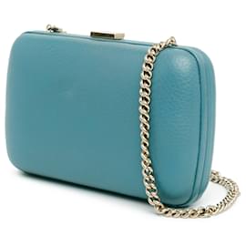 Gucci-Gucci Blue Soho Leather Clutch on Chain-Blue