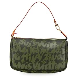 Louis Vuitton-Louis Vuitton Brown Stephen Sprouse Monogram Graffiti Pochette Accessoires-Brown,Green