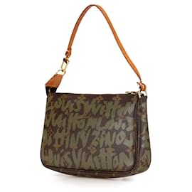 Louis Vuitton-Louis Vuitton Brown Stephen Sprouse Monogram Graffiti Pochette Accessoires-Brown,Green