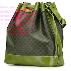 Céline-Celine Brown Macadam Coated Canvas Drawstring Bucket Bag-Brown