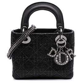 Dior-Dior Black Mini Beaded Lambskin Crystal Cannage Lady Dior-Black