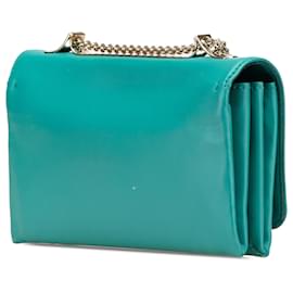 Valentino-Valentino Blue Leather Rockstud Va Va Voom Clutch on Chain-Blue,Turquoise