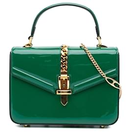 Gucci-Gucci Green Patent Sylvie 1969 Satchel-Green