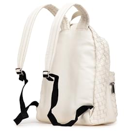 Bottega Veneta-Bottega Veneta White Nappa Intrecciato Backpack-White