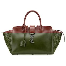 Saint Laurent-Saint Laurent Brown Baby Braided Leather Downtown Cabas Satchel-Brown