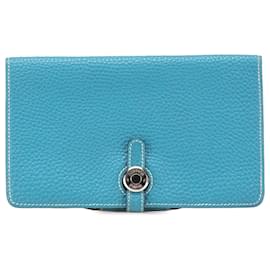 Hermès-Hermès Blue Togo Dogon Long Wallet-Blue,Light blue